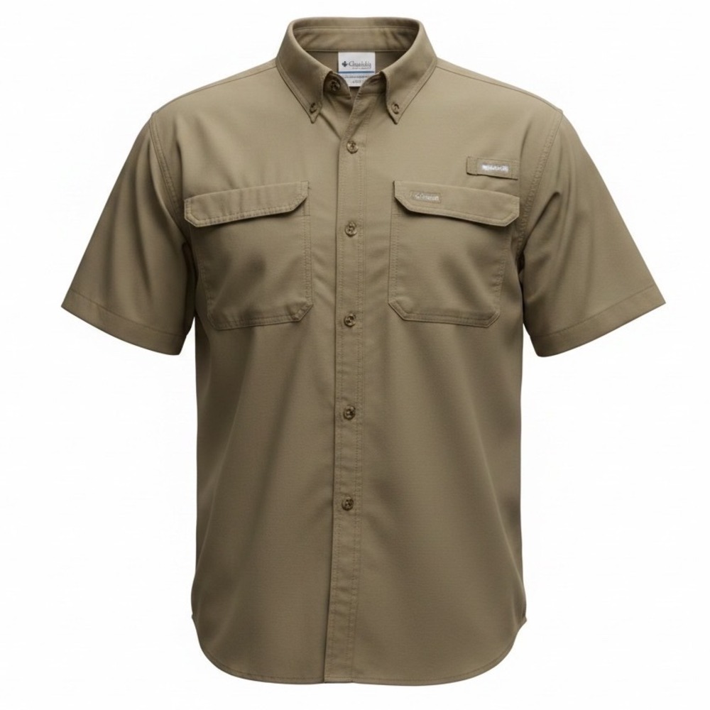 Columbia Titanium Mens XXL Khaki Tan Vented Fishing Hiking Shirt (D20)